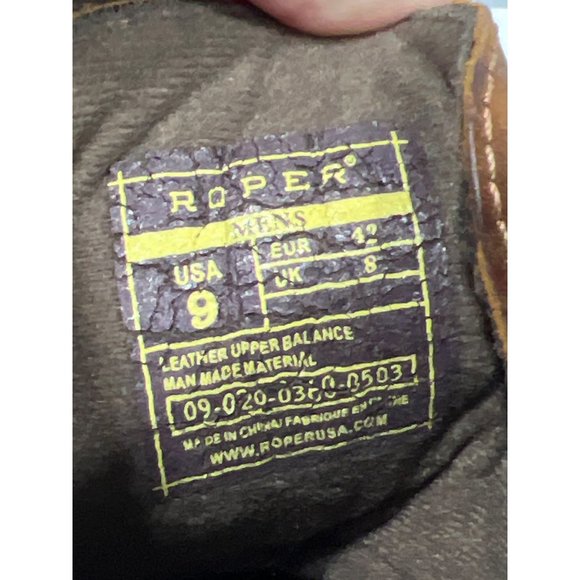 Roper Crossrider Round Toe Western Boot Mens 9 Lace Up Brown Leather Kiltie - Picture 11 of 11